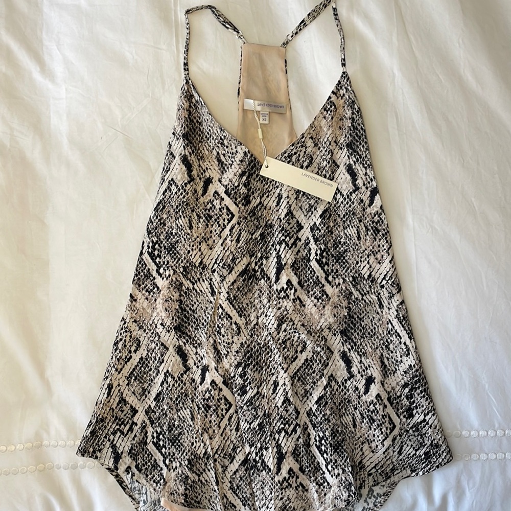 Lavender Brown Snake-print Racerback top
